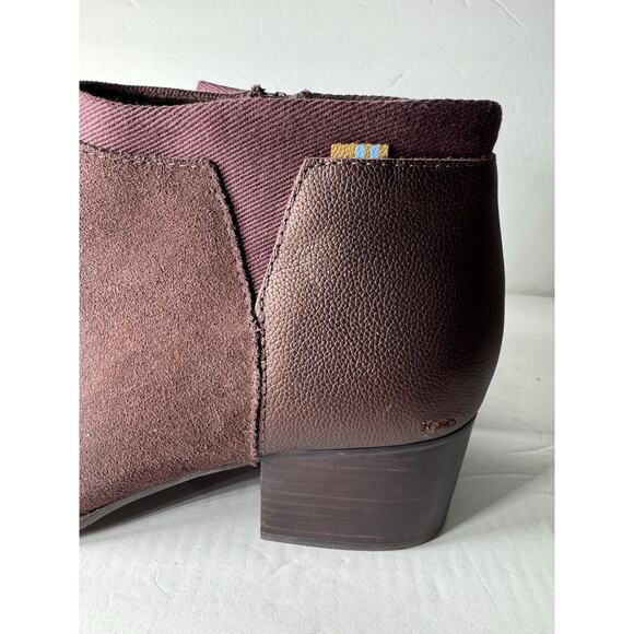 Toms Womens Loren Forest MaroonSuede Pearlized Metallic Cap Toe Heel Booties 11 - Picture 9 of 11